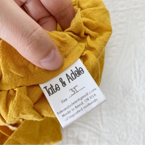 Tate & Adele Harlow Pinafore Dress, Mustard - Picture 3 of 7